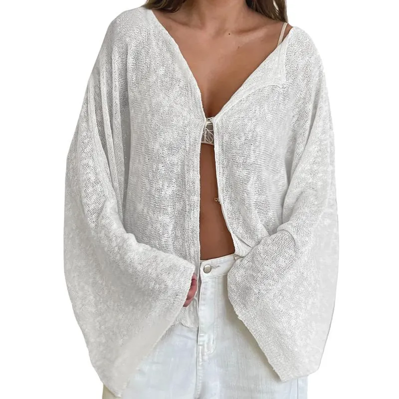 The White boat neck cardigan