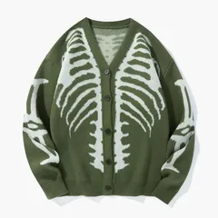 Skeleton button cardigan, green