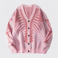 Skeleton button cardigan, pink
