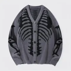 Skeleton button cardigan, grey