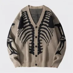 Skeleton button cardigan, khaki