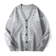 Skeleton button cardigan, light grey