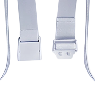 Detail of the two strap buckles at the ends of the straps