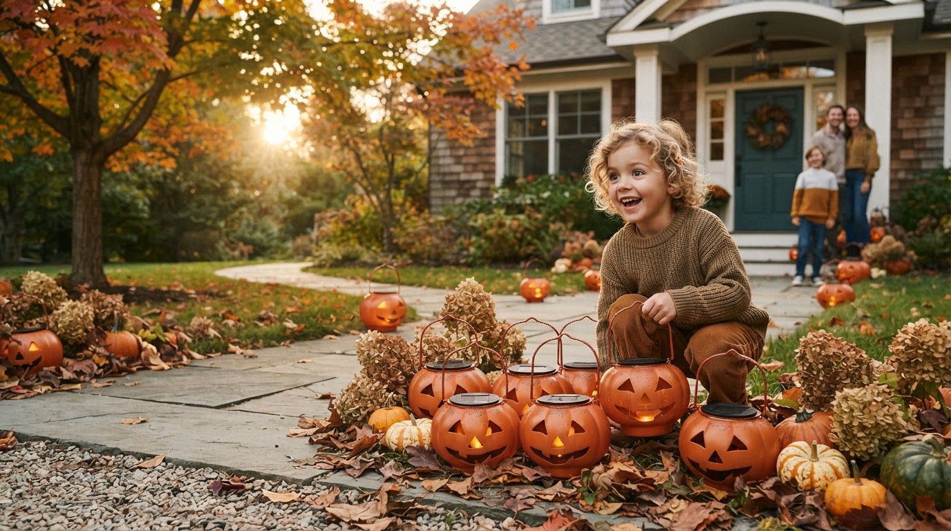 Solar Pumpkin Decor Light Walkway Arrangement Framework