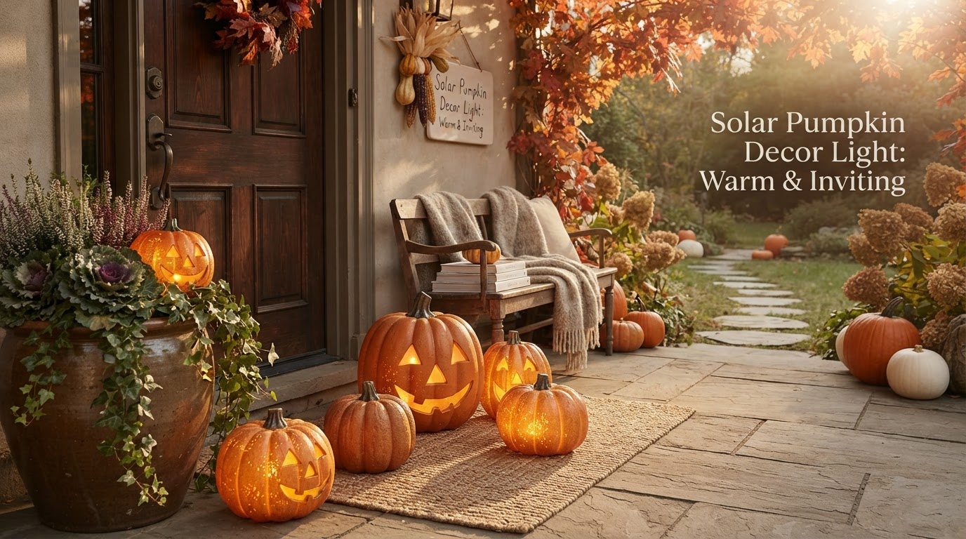 Enhancing Fall Porch Decor with Solar Pumpkin Decor Light