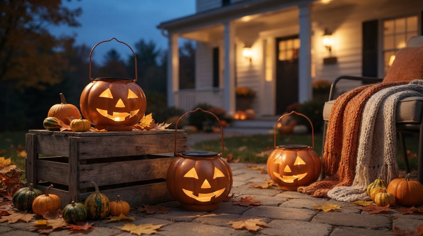 Harvest Festival Illumination with Solar Pumpkin Decor Light