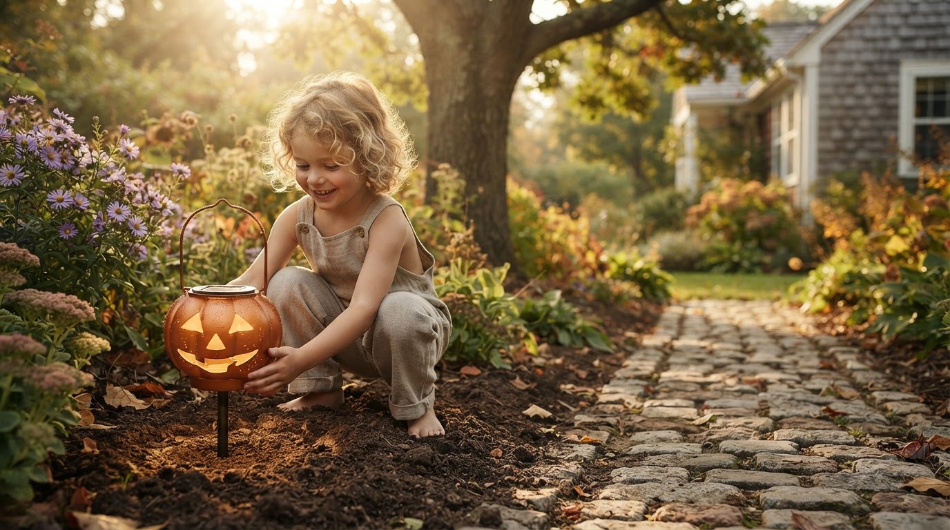How do I install Solar Pumpkin Decor Light garden stakes?
