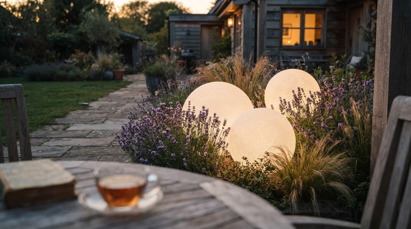 How does a Solar Globe Light outdoor moon lamp work?
