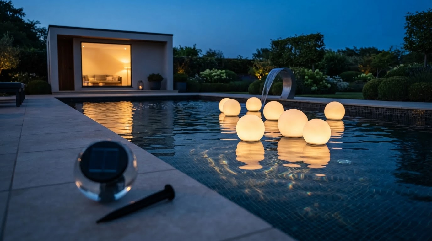 Solar Globe Light Performance in Floating Pool Displays