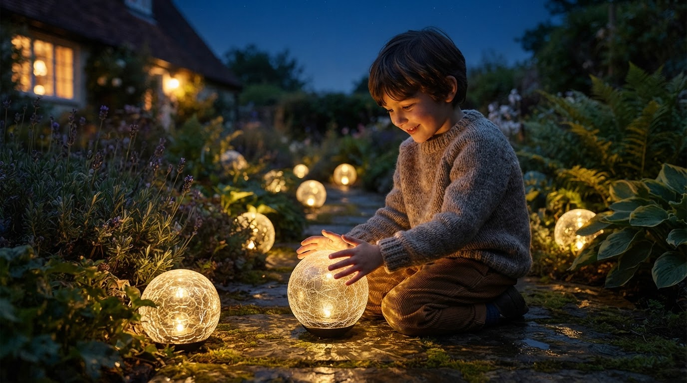 Solar Globe Light Placement for Crackled Glass Effects