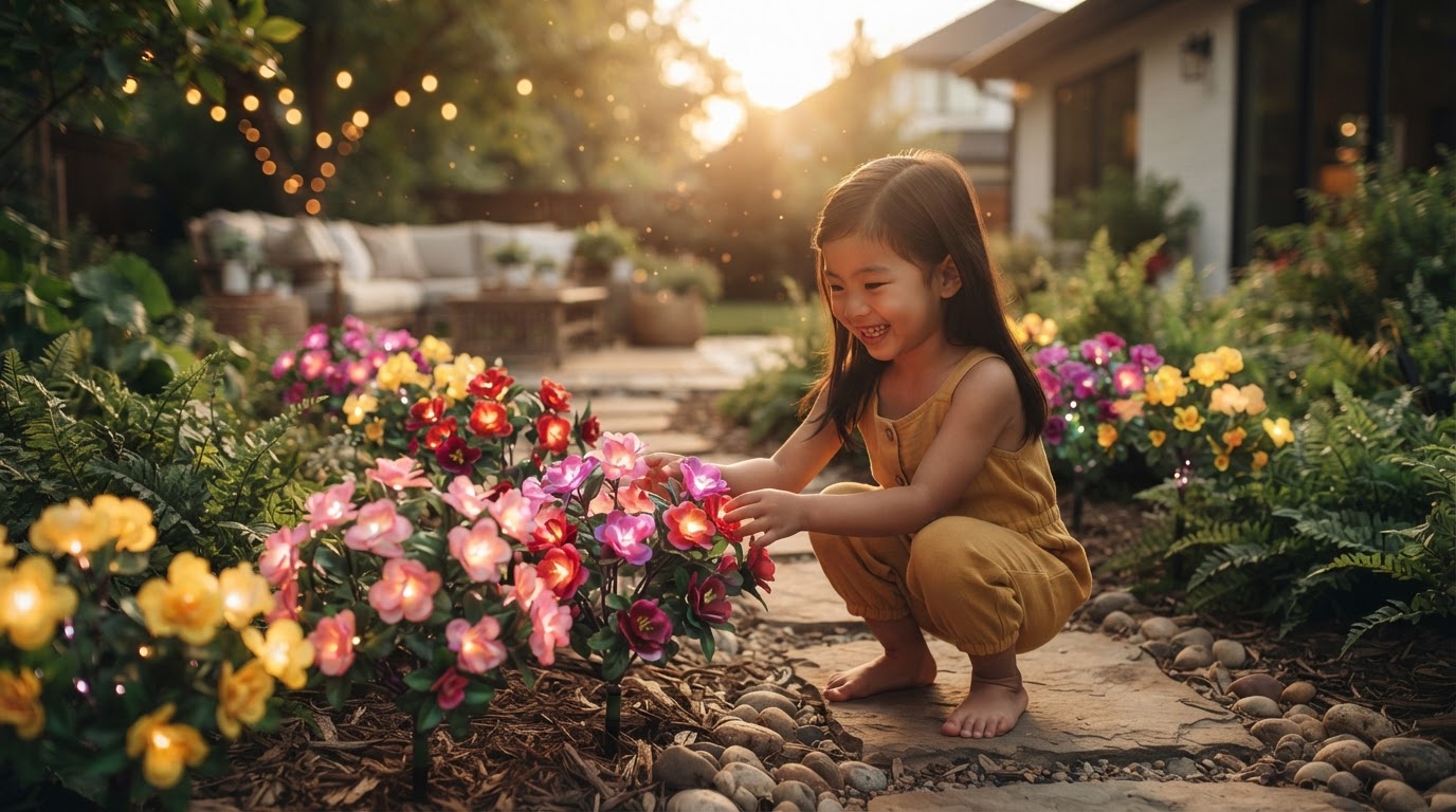 How to design artificial azalea garden decor with Solar Azalea Lights?