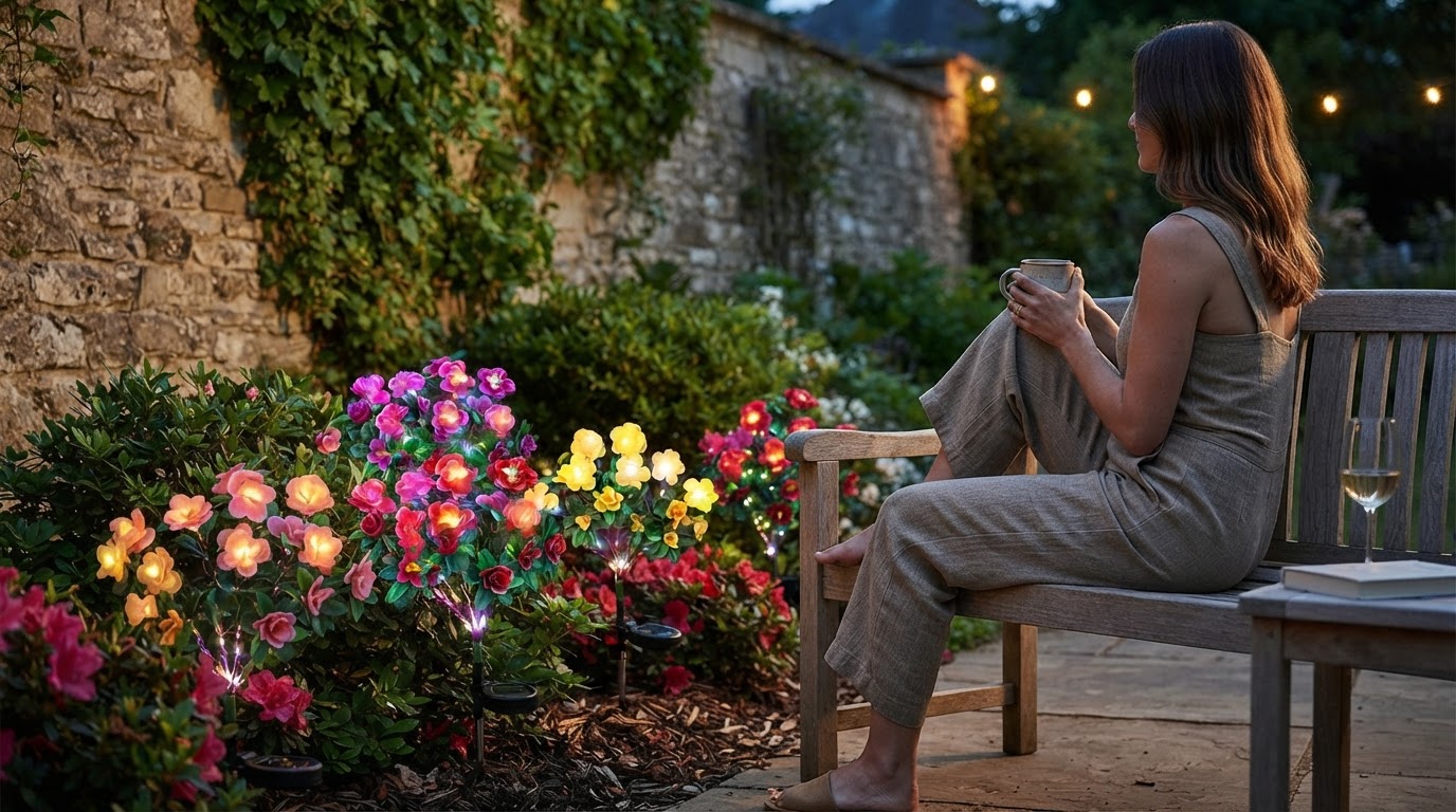 How do Solar Azalea Lights compare to real flowers?