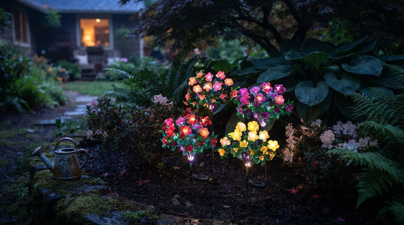 How do Solar Azalea Lights perform in shaded garden beds?