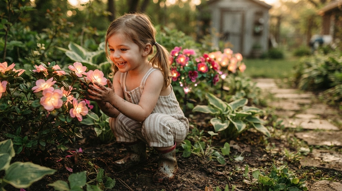 How do Solar Azalea Lights create pink garden accents?