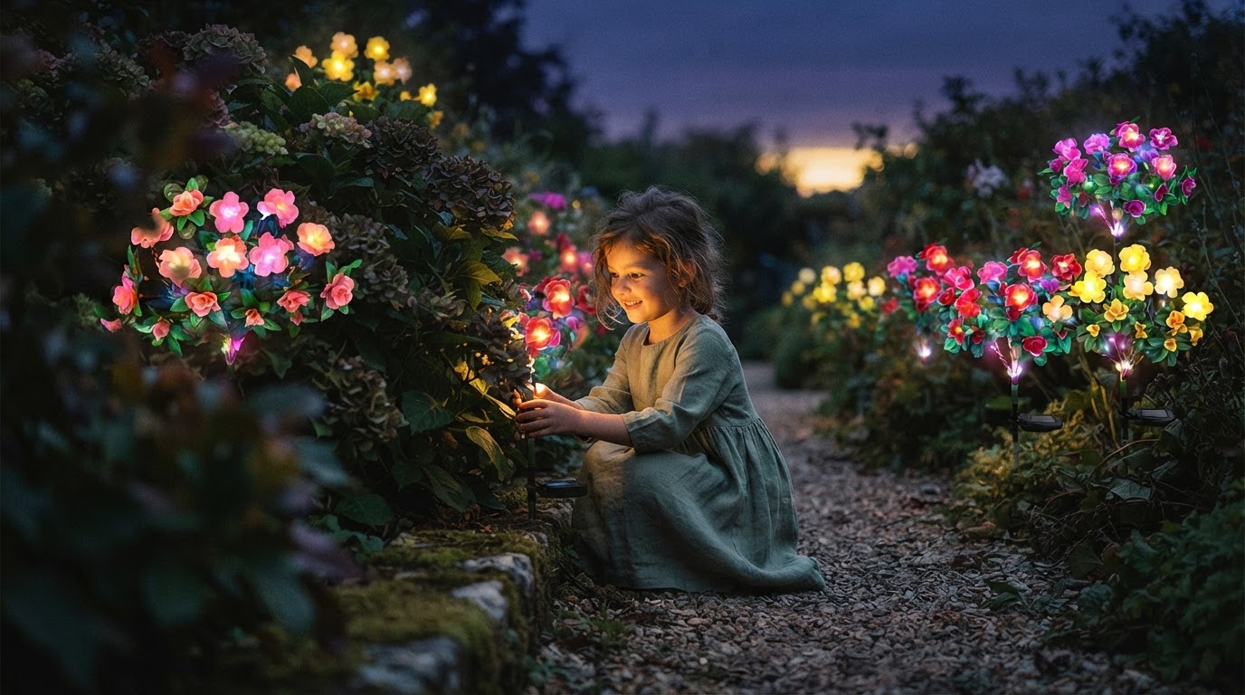 How to brighten garden at night with Solar Azalea Lights?
