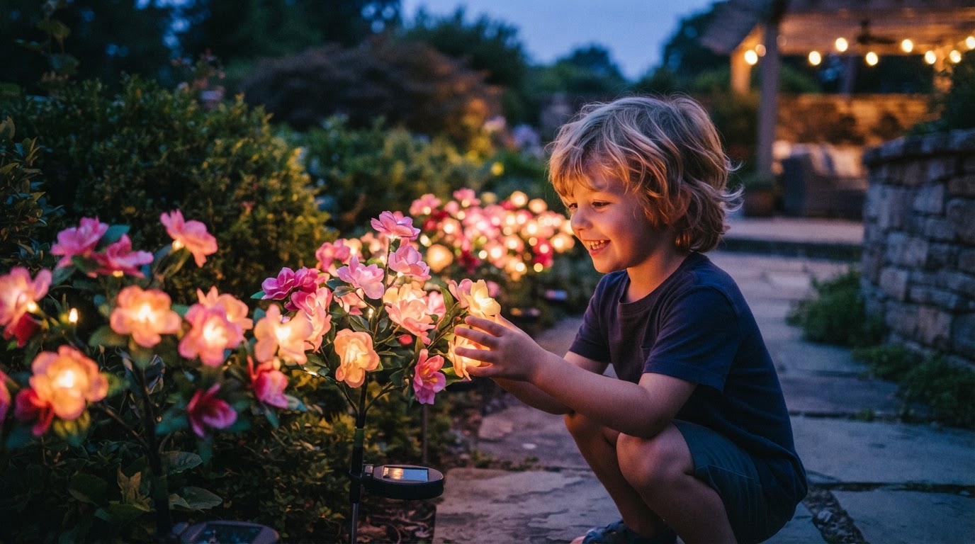 How to Install LED Pink Solar Azalea Lights for Night Views?