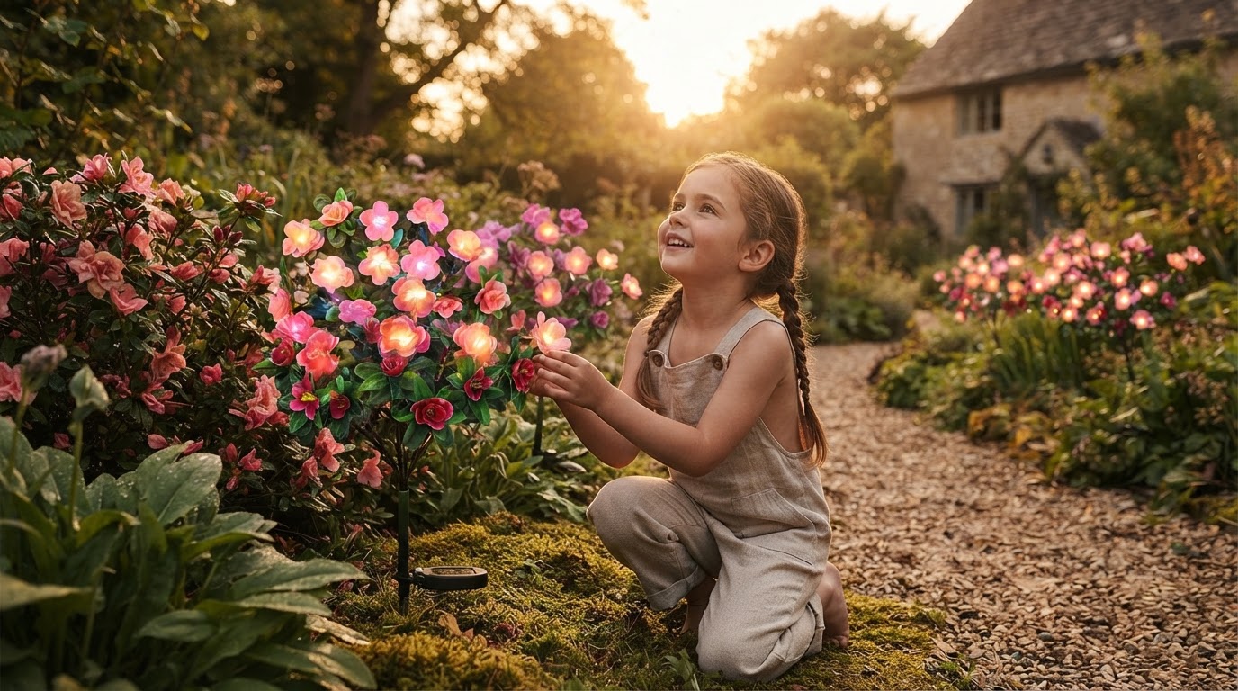 How do I install pink Solar Azalea Lights in a garden?