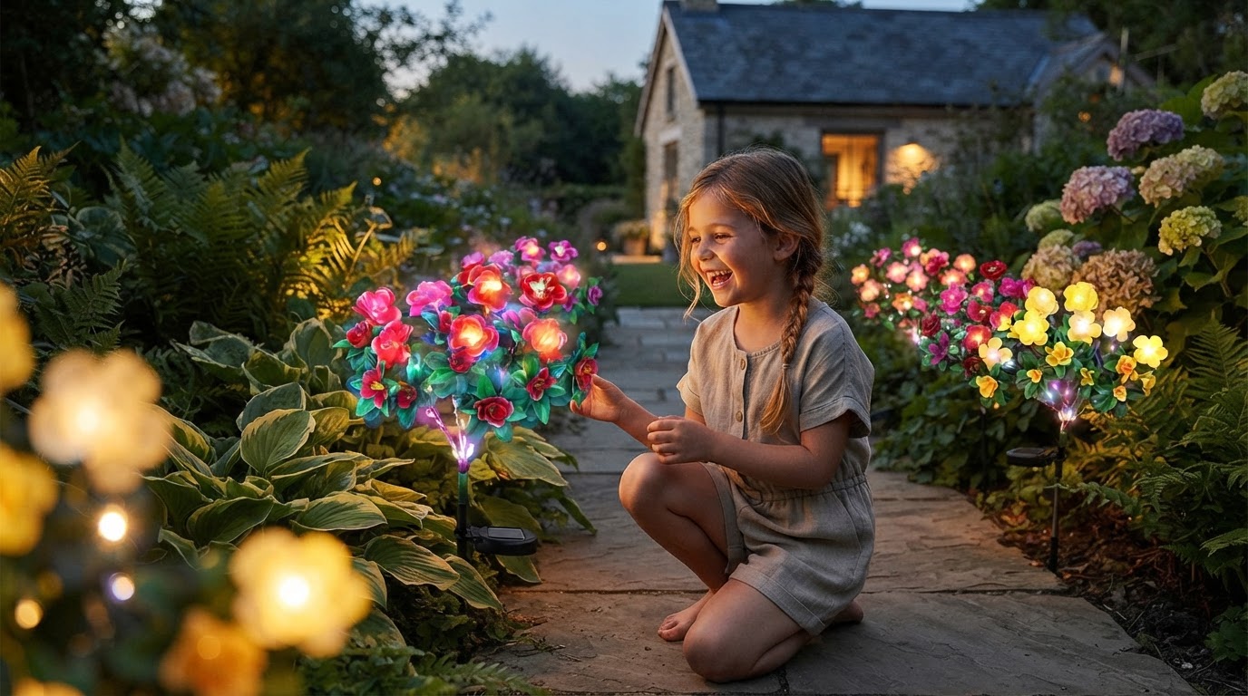 How do outdoor solar azalea stake lights improve curb appeal?