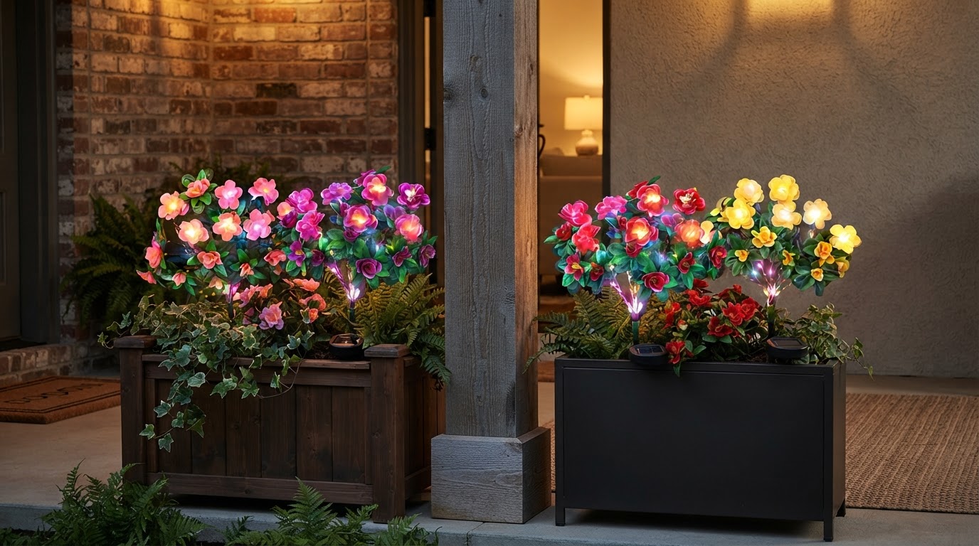 Porch Aesthetics with Solar Azalea Lights