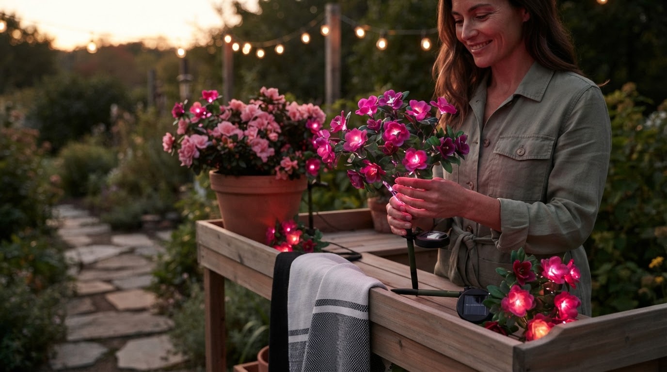 Do Solar Azalea Lights offer realistic pink floral hues?