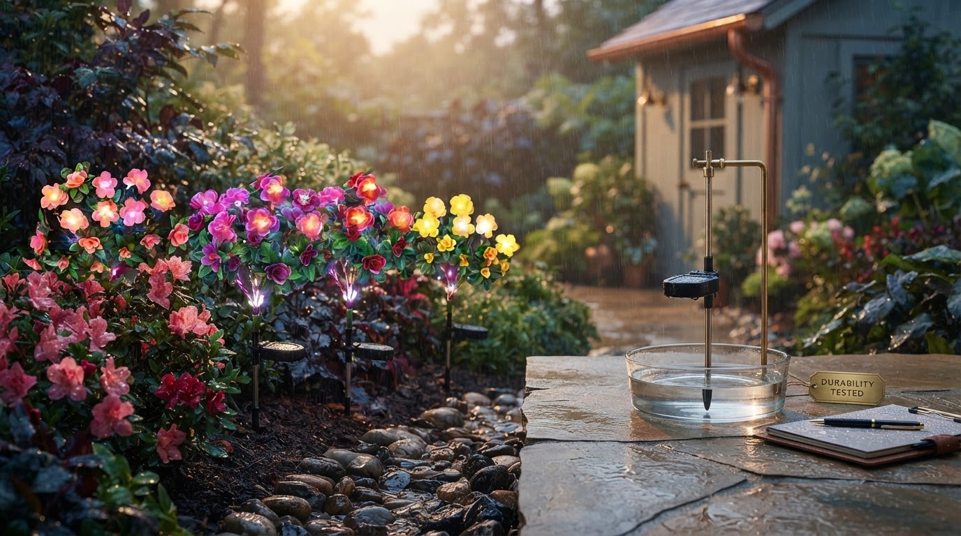 Solar Azalea Lights Durability Tests for Wet Landscapes
