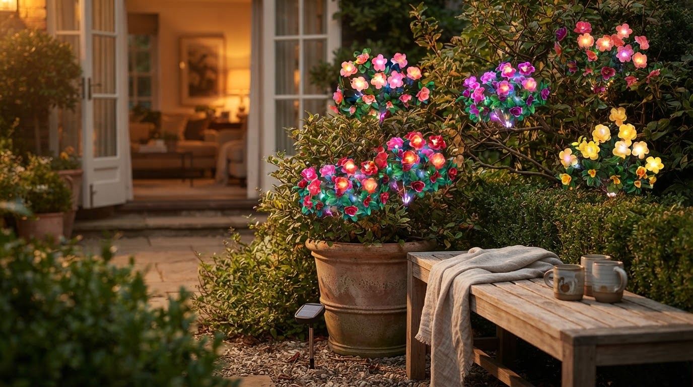 Solar Azalea Lights Framework for Shrub Illumination