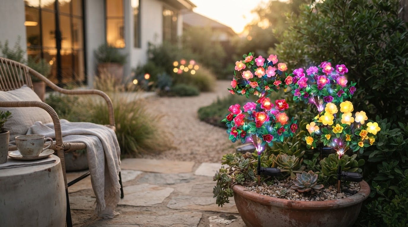 Why choose Solar Azalea Lights for artificial garden decor?