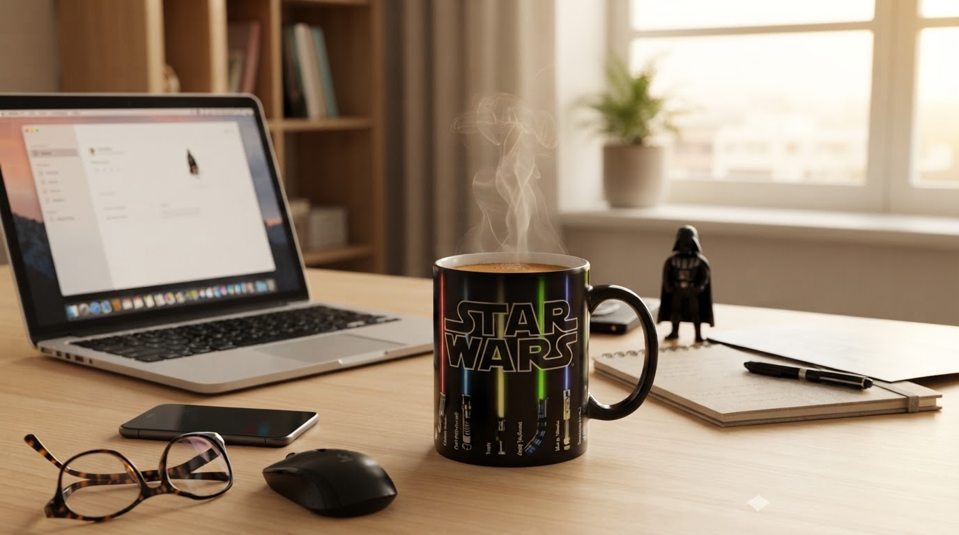 How does a heat sensitive Star Wars mug function?
