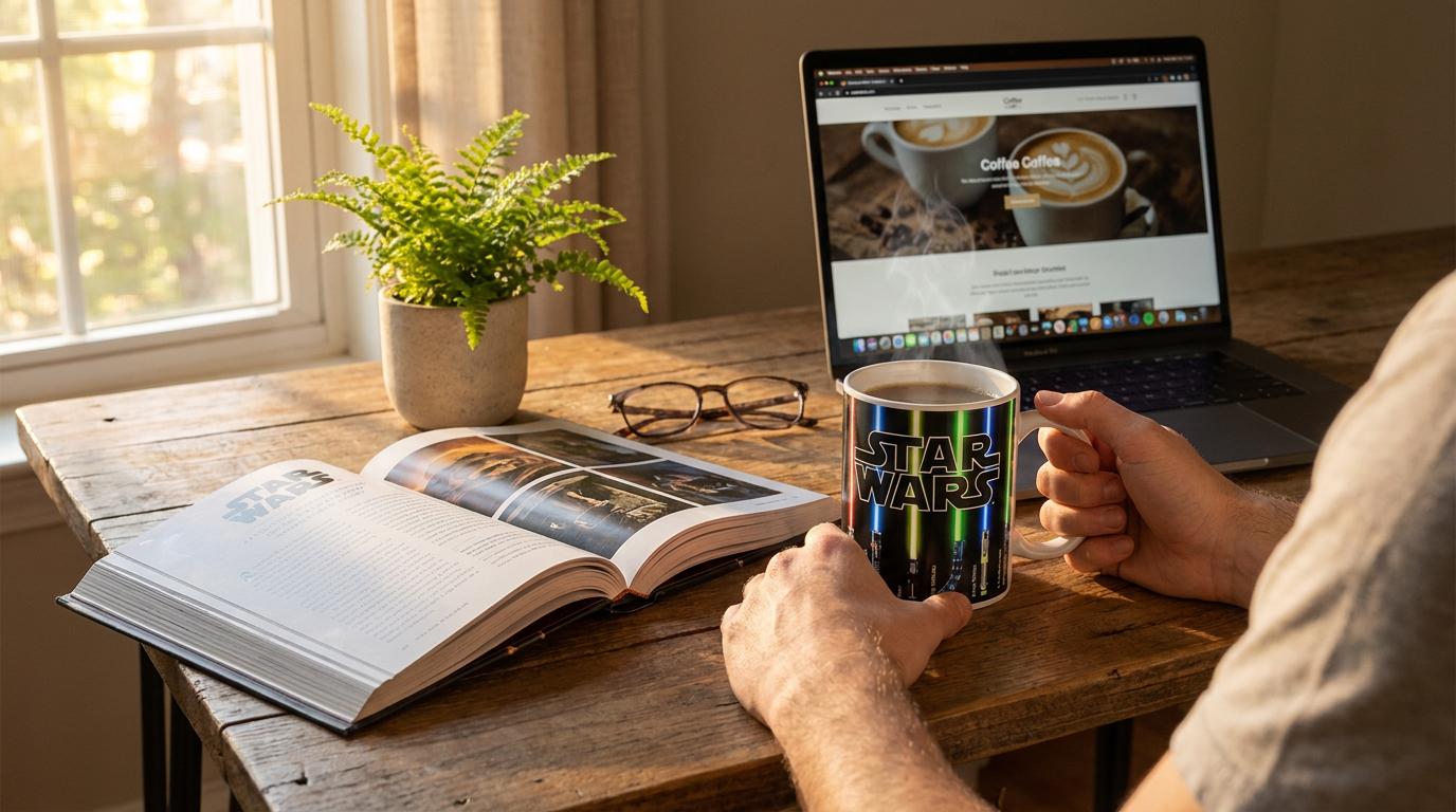 How does the Light Saber Mug change color with heat?