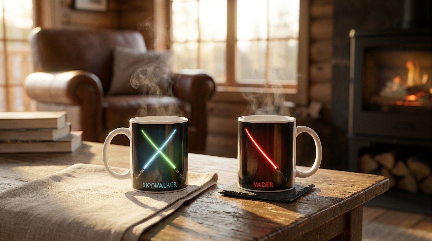 Choosing Between Skywalker and Vader Light Saber Mugs