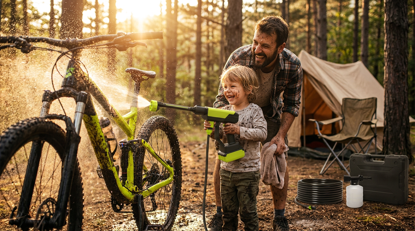 5-Step Mud Removal for Mountain Bikes using Cordless Pressure Washers