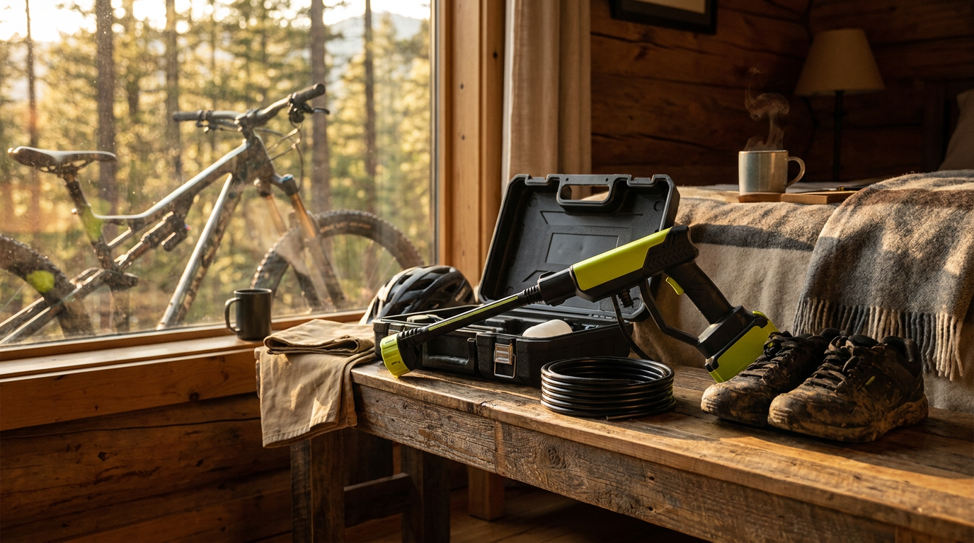 A Trailhead Setup for Portable Mountain Bike Showers