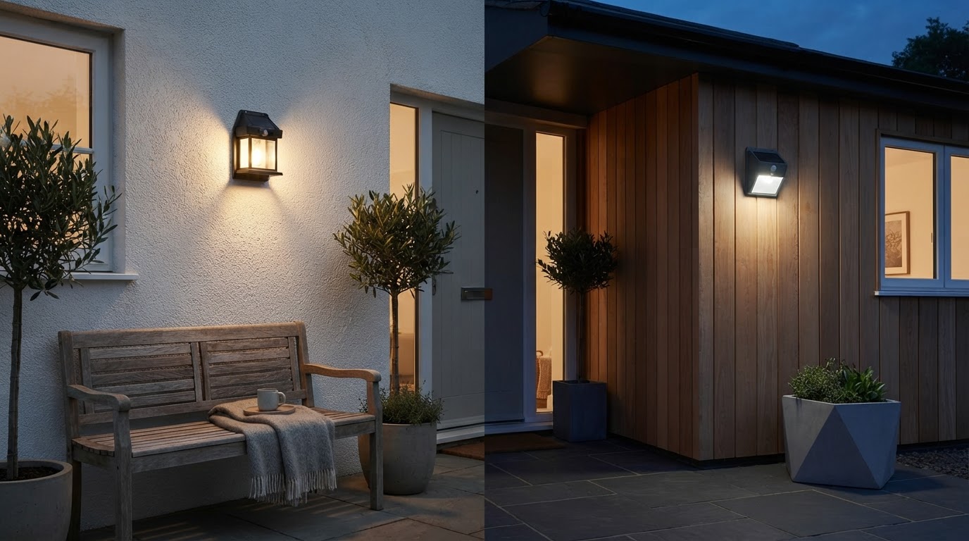 Solar Outdoor Wall Lights for Dusk to Dawn Porch Use
