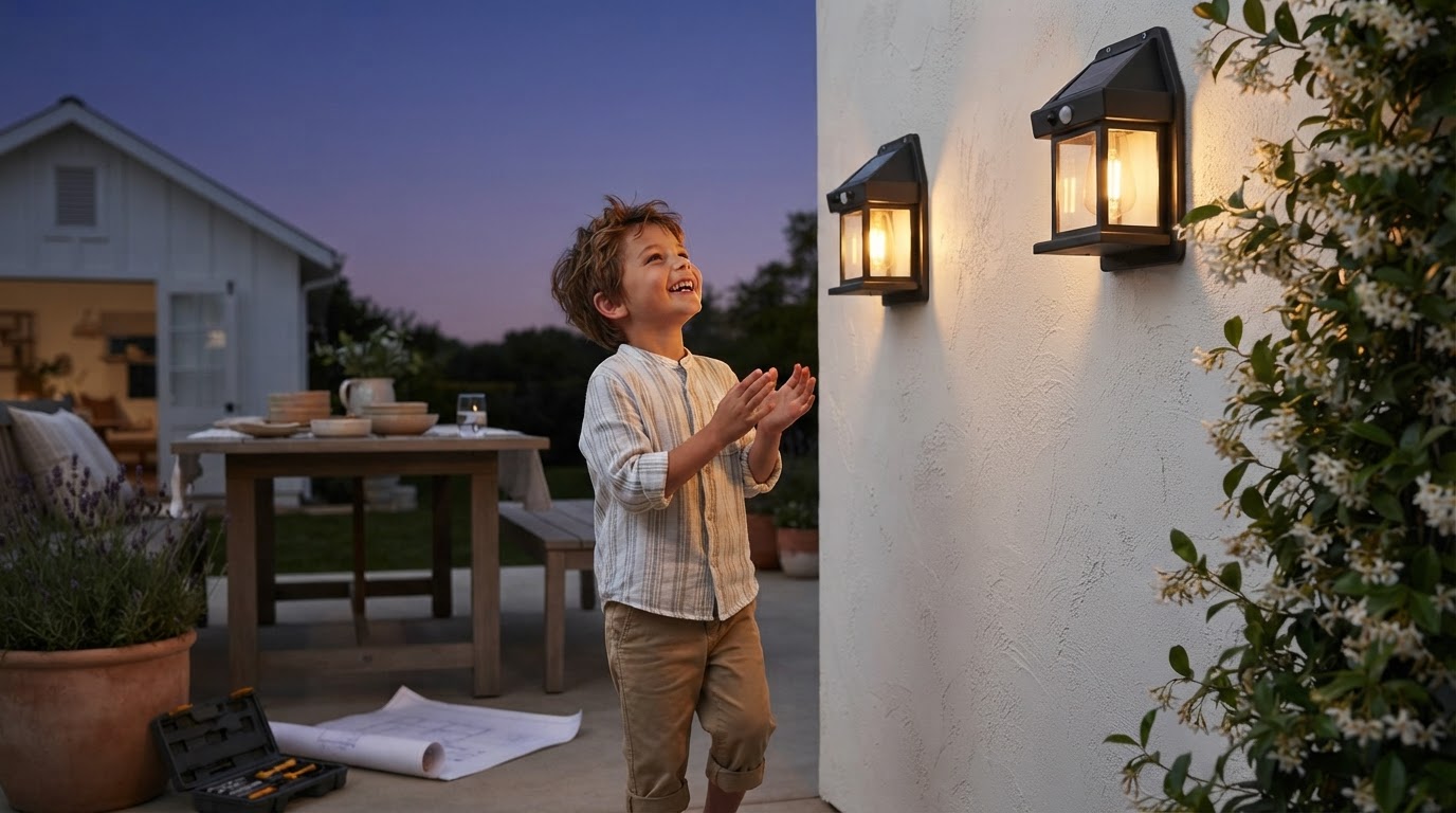 A 4-Step Waterproof Solar Outdoor Wall Lights Setup