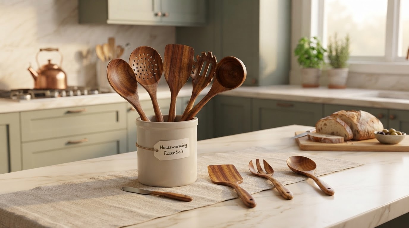 Which Teak Utensils gift set is best for housewarmings?