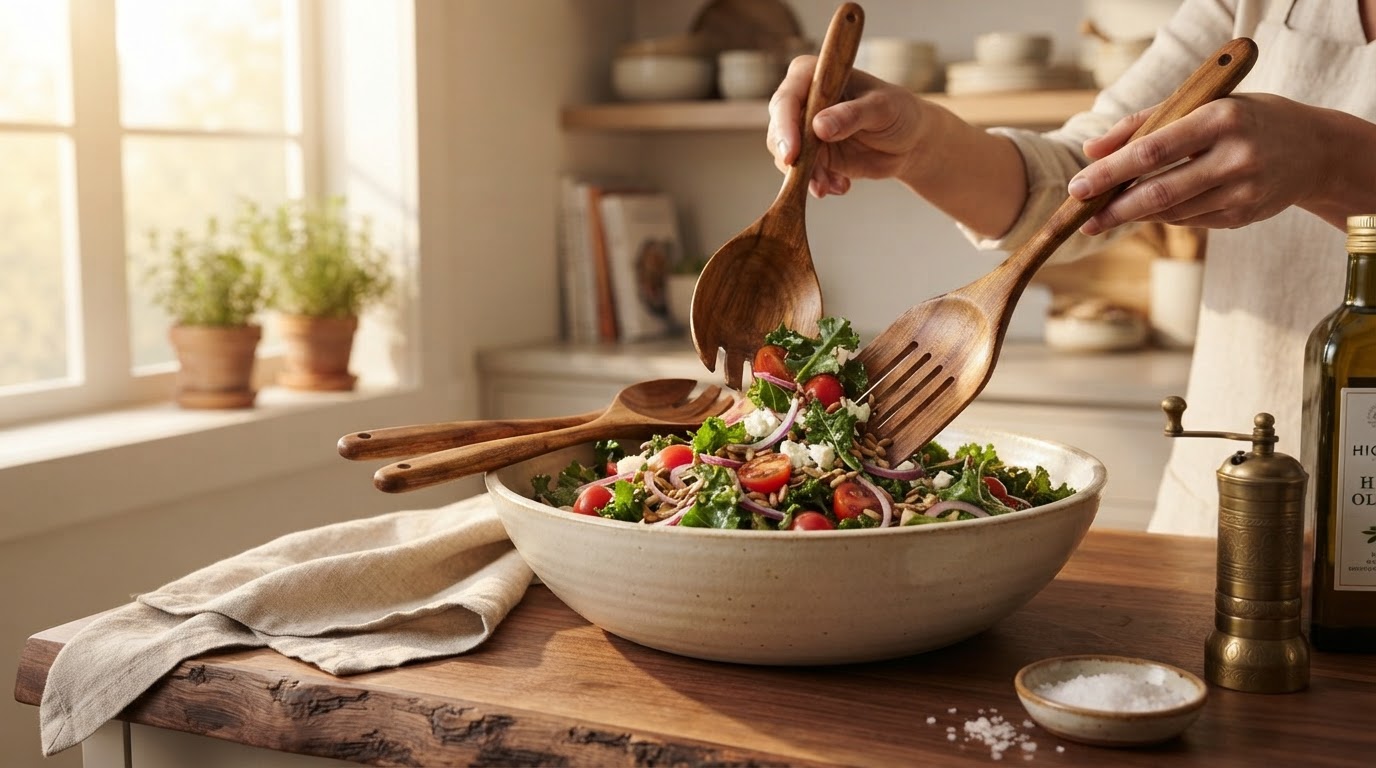 Evaluating Handmade Teak Utensils Salad Servers