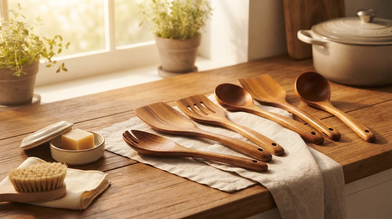 How to Clean and Care for Teak Wooden Utensils