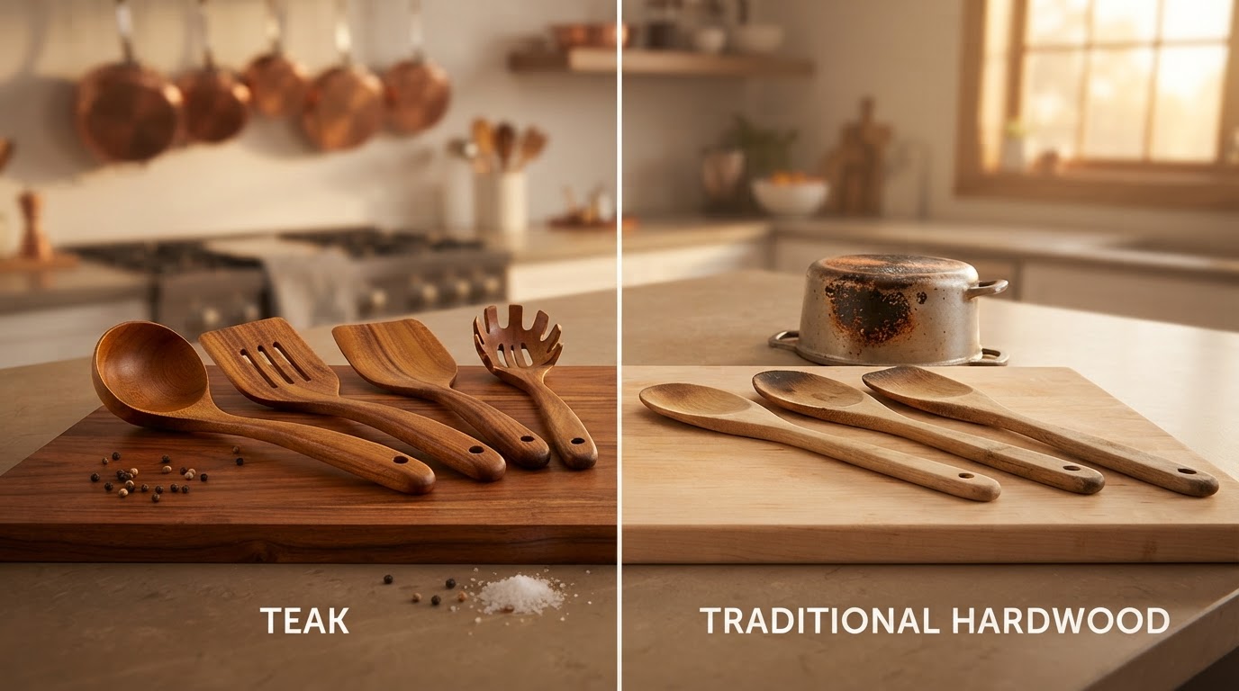 Why Teak Utensils Outperform Traditional Hardwoods