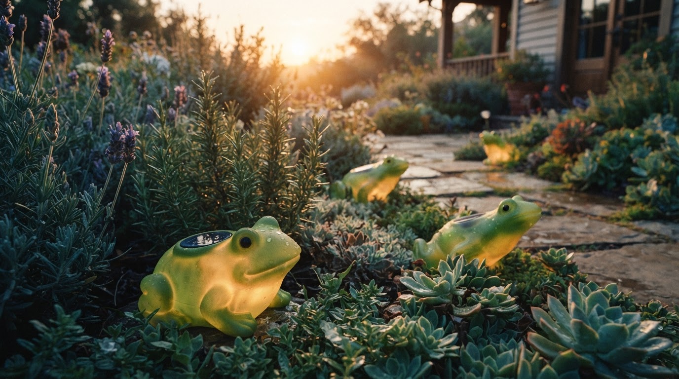 How do Solar Frog Lights function as lawn ornaments?