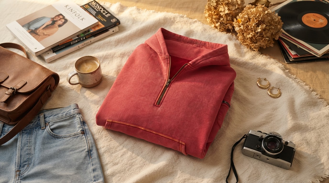 Vintage Design Half Zip Oversized Hoodie For Women Selection