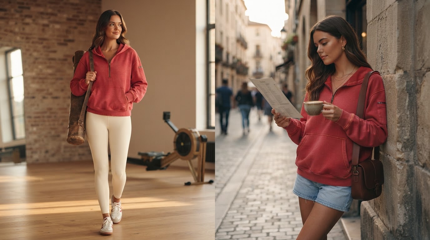 Vintage Design Half Zip Oversized Hoodie For Women for Athletic Comfort