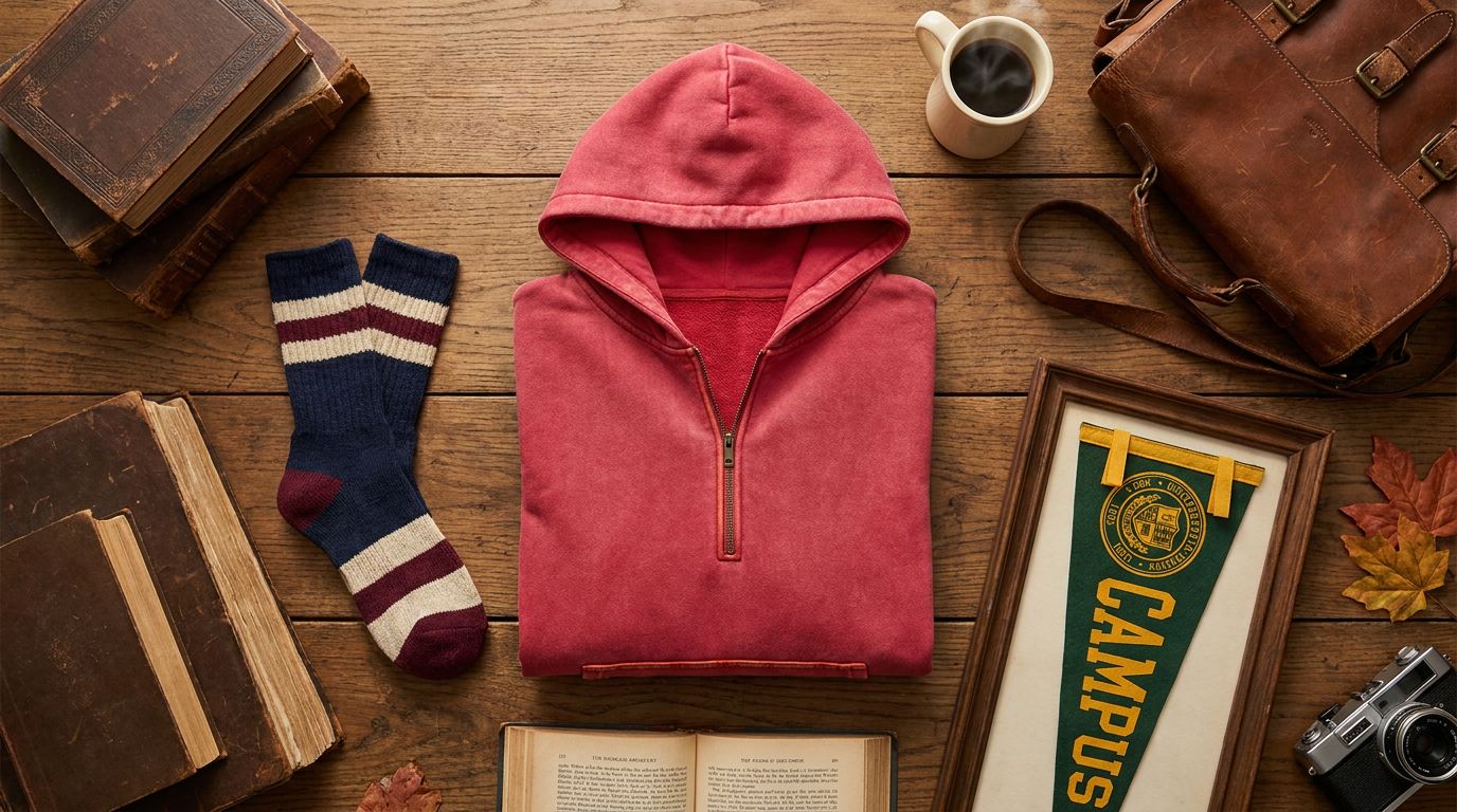 Collegiate Style: The Vintage Design Half Zip Oversized Hoodie For Women