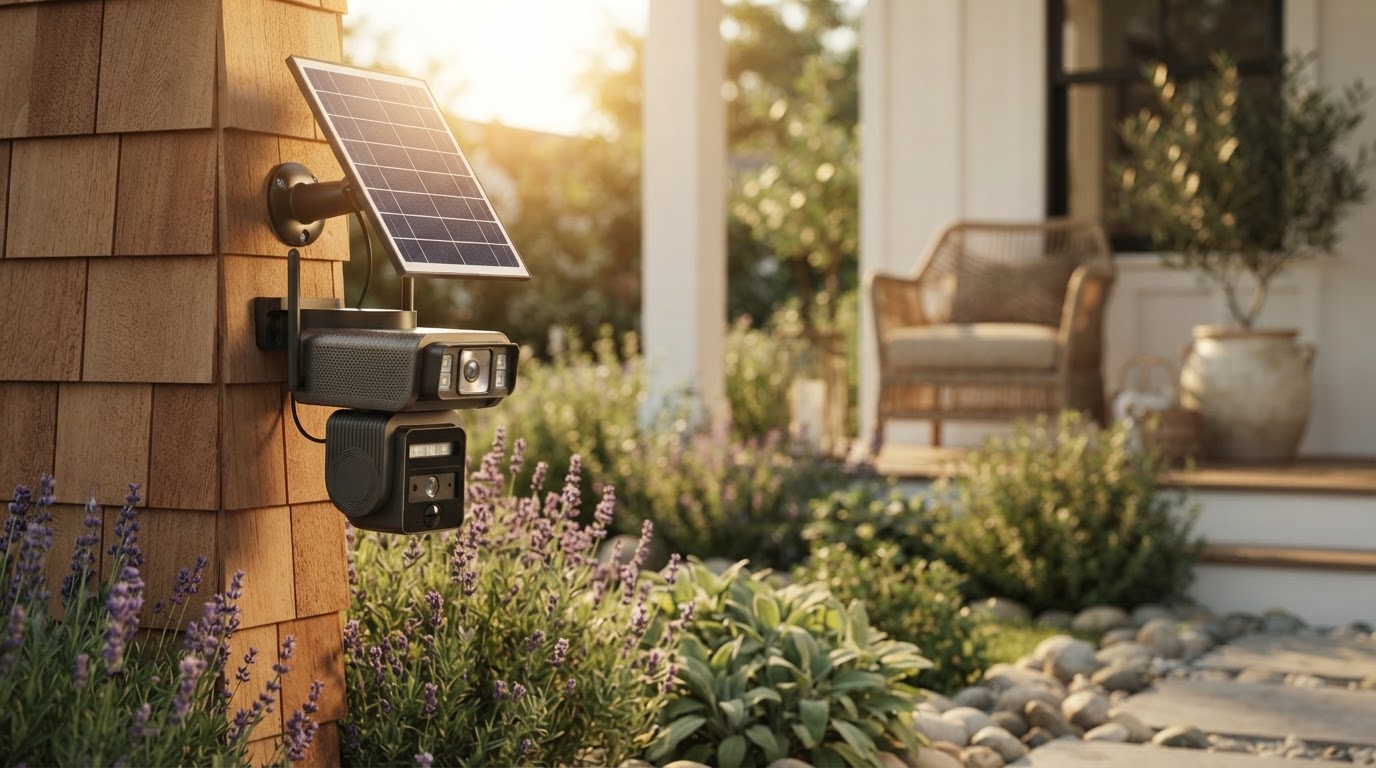 How does a Solar Surveillance Camera maintain power?