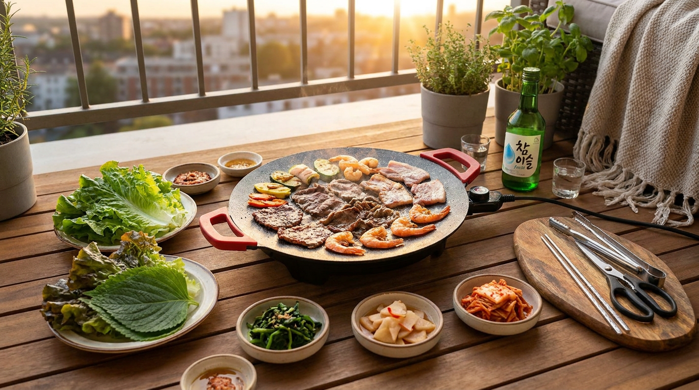 Electric Korean BBQ Grill for Balcony Living