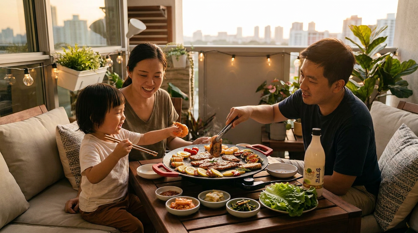 Can I use an Electric Korean BBQ Grill on an apartment balcony?
