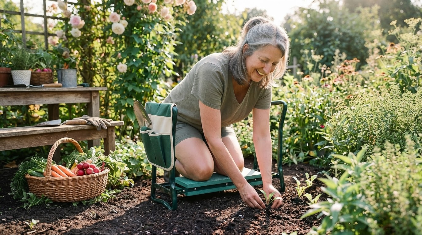 How do I use a folding Garden Kneeler Seat correctly?