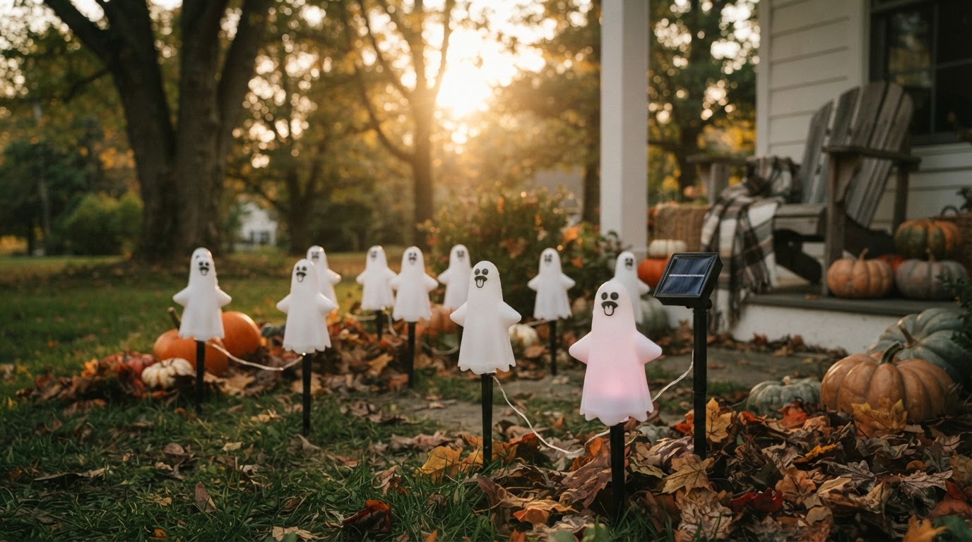 How do Solar Spooky Light eyeball fixtures work?