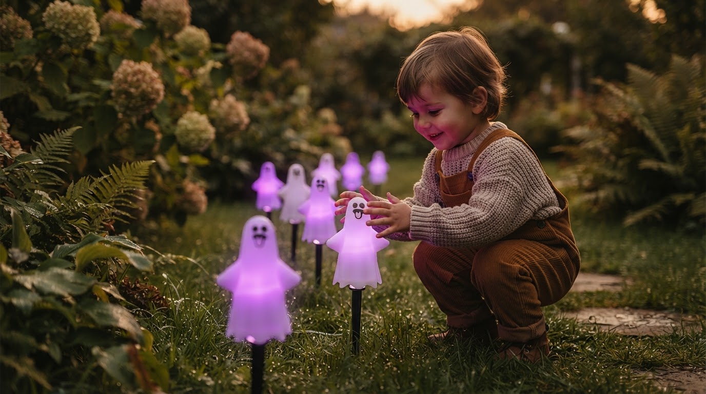 How do I install Ghost Solar Spooky Light garden stakes?