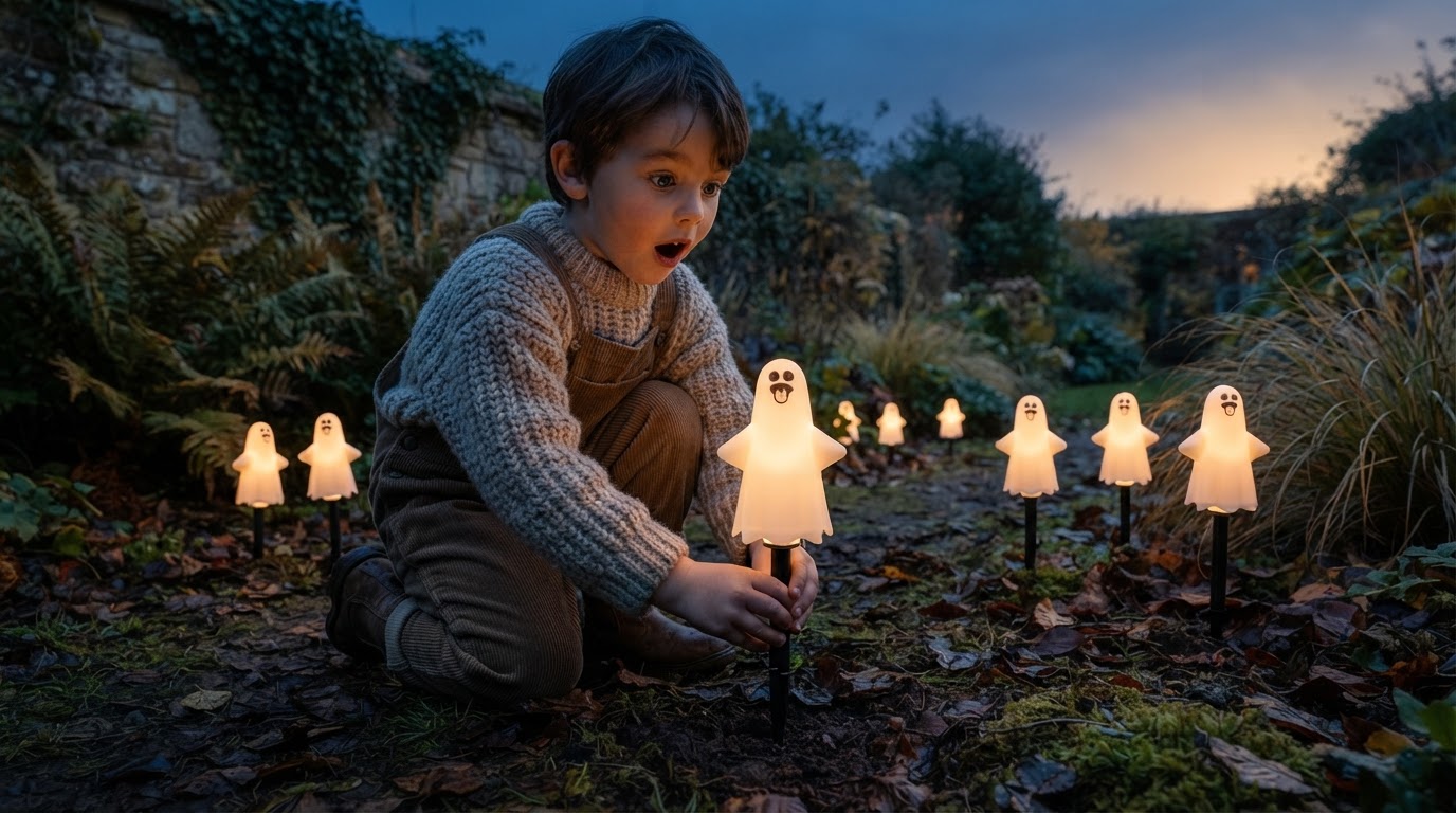 How do Solar Spooky Light skull decorations work outdoors?