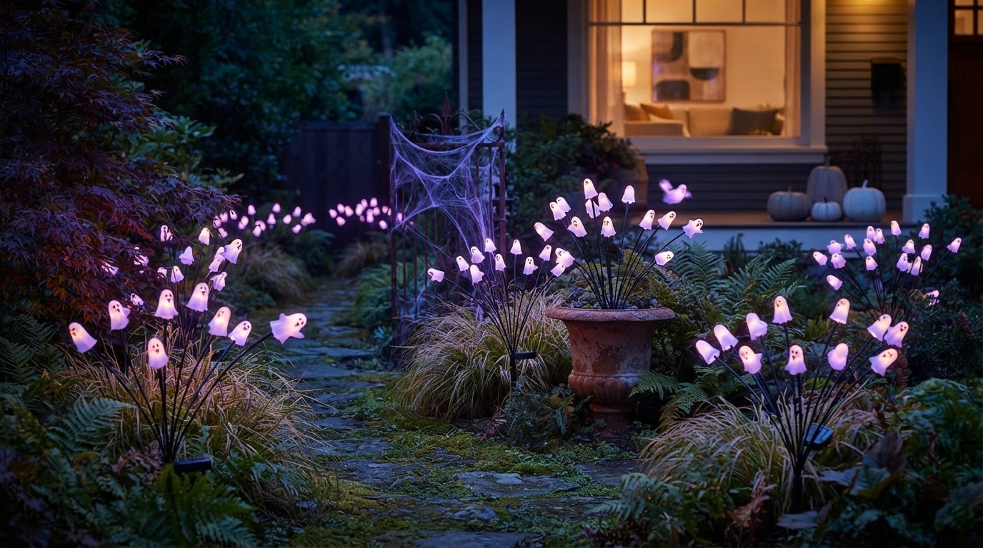 How do Solar Spooky Light firefly effects work for Halloween?